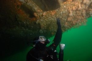 Looking into the underside of a wreck